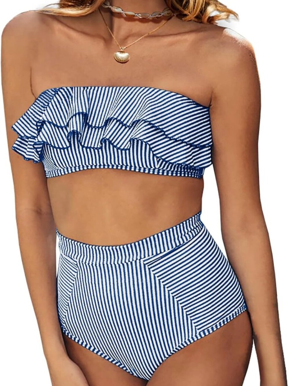 Saodimallsu High Waist Ruffle Two Piece Swimsuit